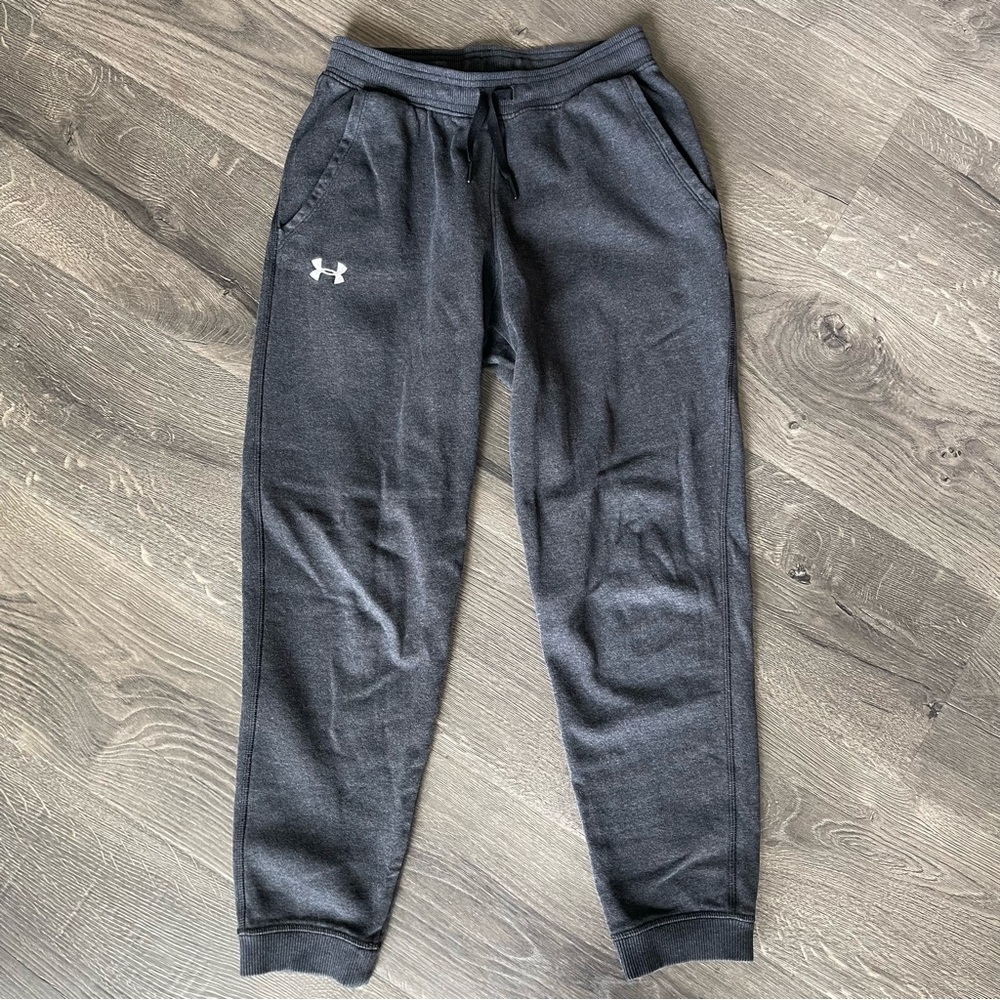 Under Armour Jogger Sweatpants Boys Large Gray Logo Pockets